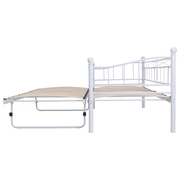 vidaXL Day Bed White Steel frame, Plywood slats