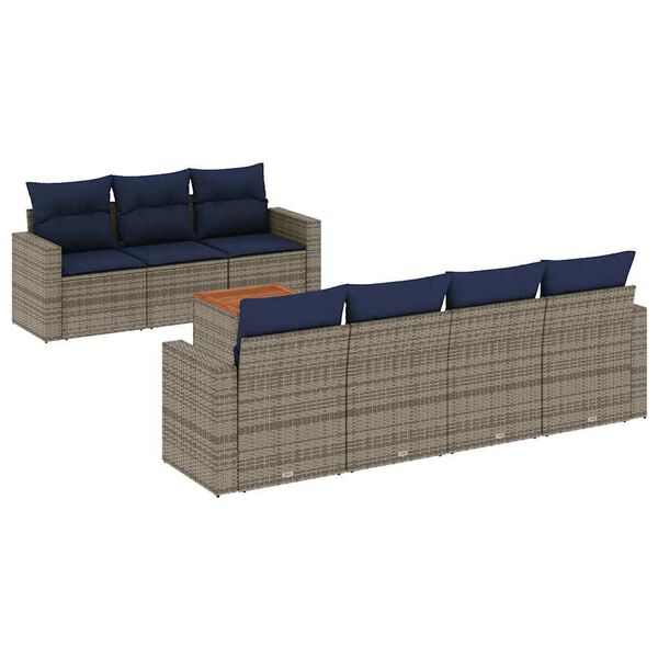 vidaXL 8 Piece Patio Sofa Set with Cushions Gray Poly Rattan