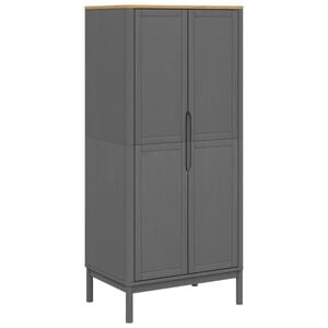 vidaXL Wardrobe Grey Solid pine wood 30.3 x 20.9 x 67.3 in Wardrobe