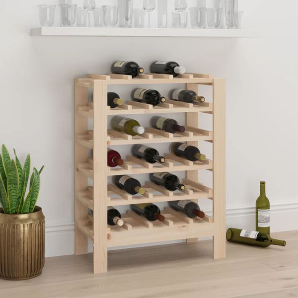 vidaXL Wine Rack 24.2x11.8x32.3" Solid Wood Pine