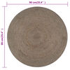 vidaXL Area Rug Grey Braided jute 35.4 in Durable Jute Rug Round
