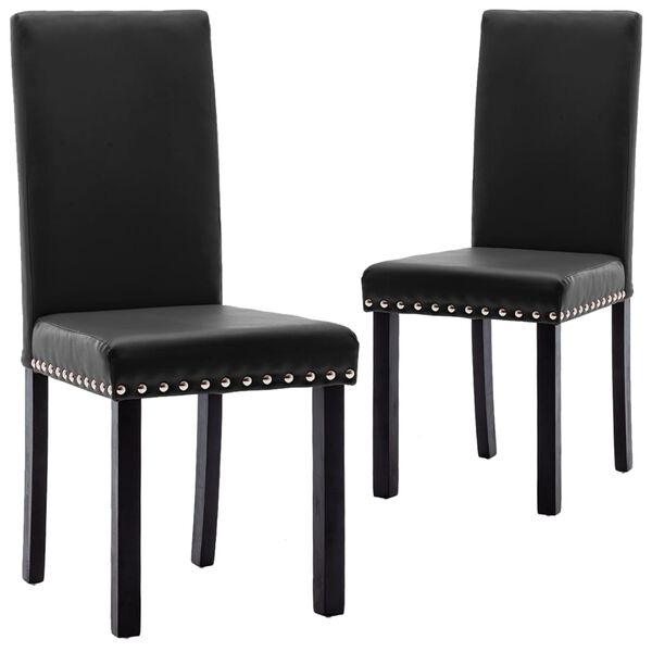 vidaXL Dining Chairs 2 pcs Black PVC