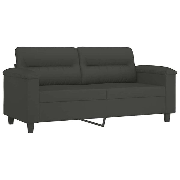 vidaXL 2-Seater Sofa with Pillows&Cushions Dark Gray 55.1" Microfiber Fabric