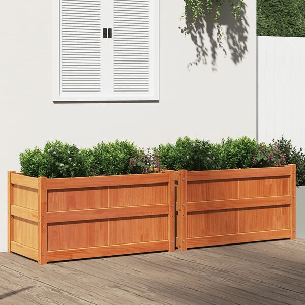vidaXL Garden Planter Set of 2 Wax brown Solid pine wood