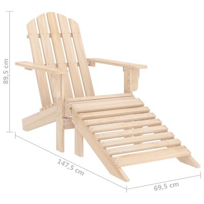 vidaXL Patio Adirondack Chair with Ottoman and Table Solid Fir Wood