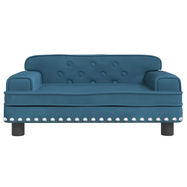 vidaXL Kids Sofa Blue Velvet, pine wood, foam, plastic Mini Modern