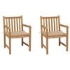 vidaXL Garden Chair Set of 2 Beige Teak Wood Medium Durable