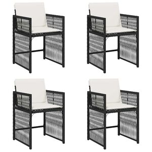vidaXL Garden Chair Set of 4 Black PE Rattan Standard Foldable