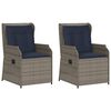 vidaXL Reclining Patio Chair Set of 2 Gray PE Rattan Medium