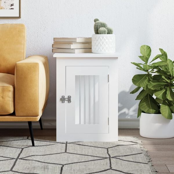 vidaXL Dog Crate Furniture White Engineered wood, Steel