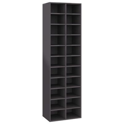 vidaXL Shoe Cabinet High Gloss Gray 21.3"x13.4"x72" Engineered Wood