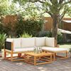vidaXL Garden Sofa Set Black, Cream White Solid Acacia Wood, PE Rattan