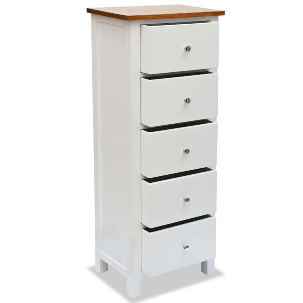 vidaXL Tall Chest of Drawers 17.7"x12.6"x45.3" Solid Oak Wood
