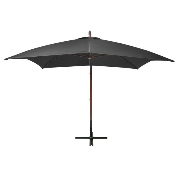 vidaXL Hanging Garden Parasol Anthracite Solid fir wood, bamboo, polyester