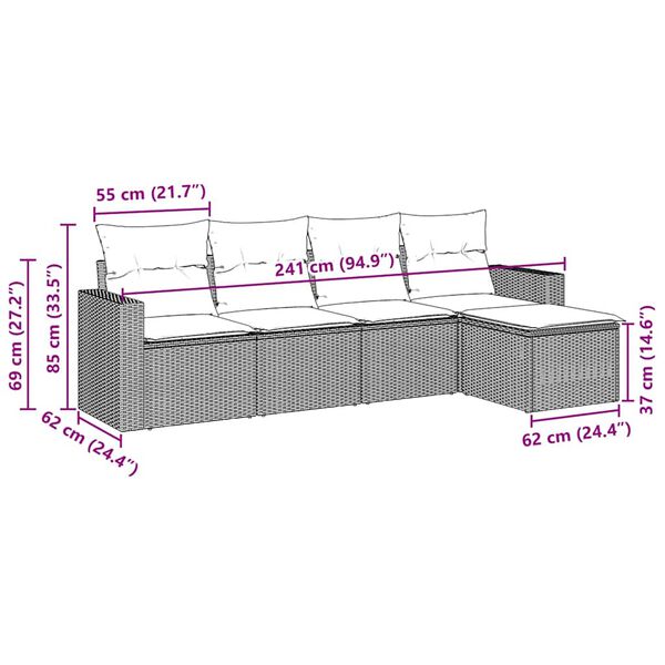 vidaXL Garden Sofa Set Black, Cream White
