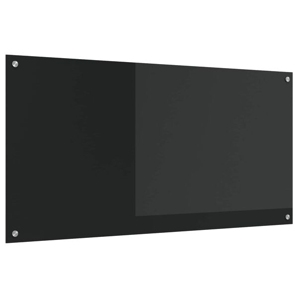 vidaXL Kitchen Backsplash Black 47.24 x 23.62 x 0.24 in Tempered Glass