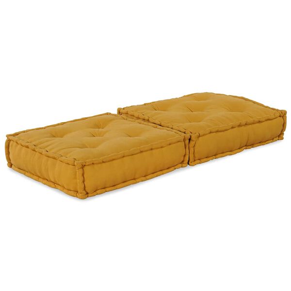 vidaXL Pouffe Yellow Fabric (100% cotton) 27.6 in