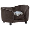 vidaXL Dog Sofa Brown Plush 27.2 x 19.3 x 15.7 in Removable Covers