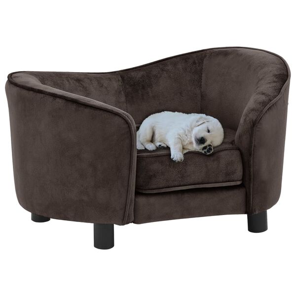 vidaXL Dog Sofa Brown Plush 27.2 x 19.3 x 15.7 in Removable Covers