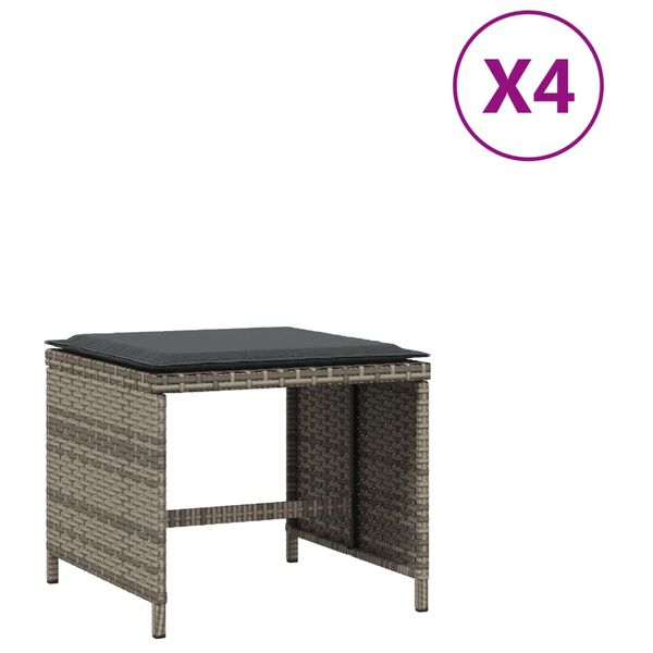vidaXL Garden Stool Set of 4 Grey