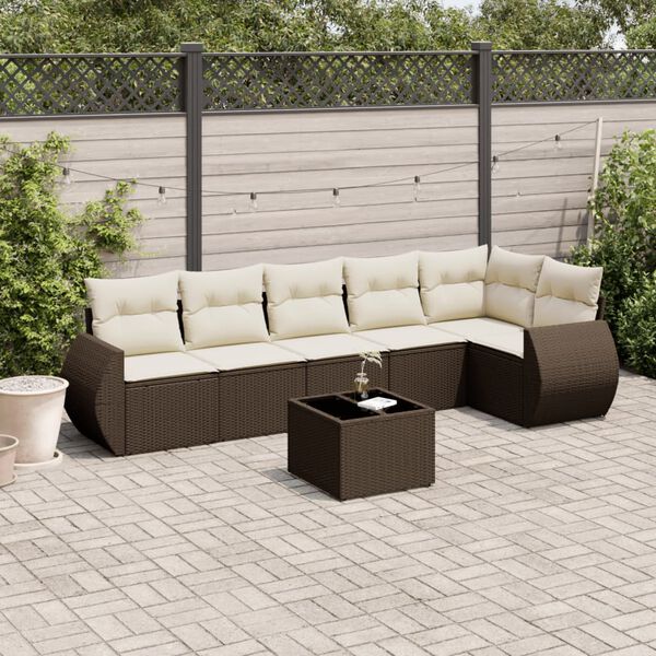 vidaXL Garden Sofa Set Brown, Cream White