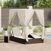 vidaXL Double Sun Lounger with Roof Brown 205 x 129 x 200 cm PE rattan