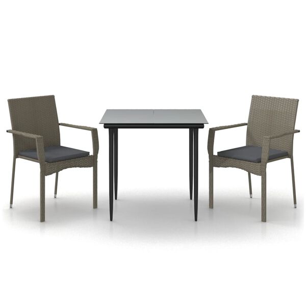 vidaXL Garden Dining Set Black and Grey