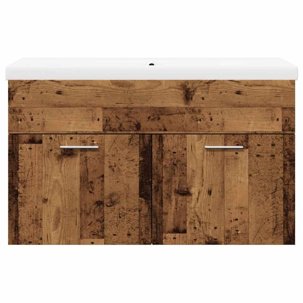 vidaXL Bathroom Furniture Set Old wood and white Engineered wood and ceramic