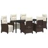 vidaXL Garden Dining Set with Cushion 7 pcs Brown Poly Rattan