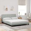 vidaXL Bed Frame with LED without Mattress "Hanko" Light Gray 59.8"x79.9" Velvet