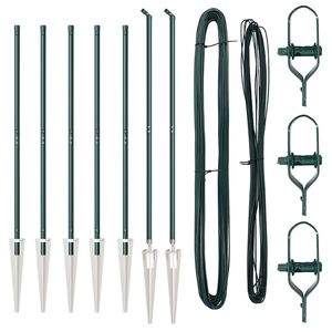 vidaXL Fence Posts Manual 7 pcs Green Ø32mm 170 cm Galvanized steel