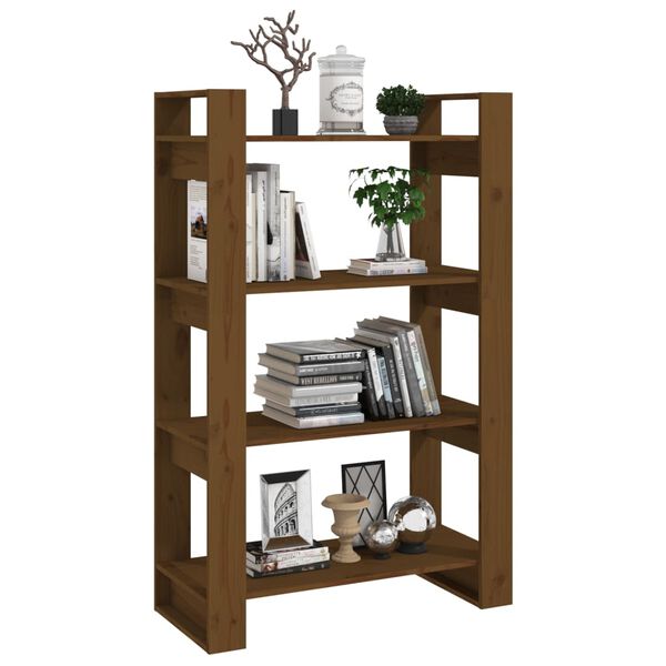vidaXL Book Cabinet Honey Brown Solid Pine Wood Medium Book Cabinet