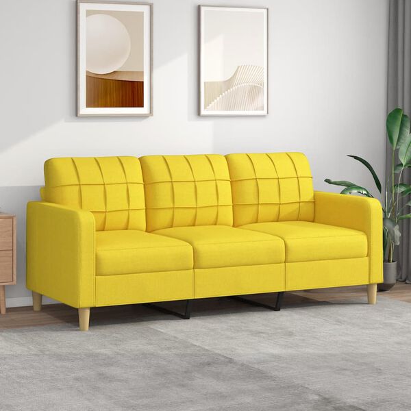 vidaXL 3-Seater Sofa Light Yellow Fabric (100% Polyester), Metal, Textilene