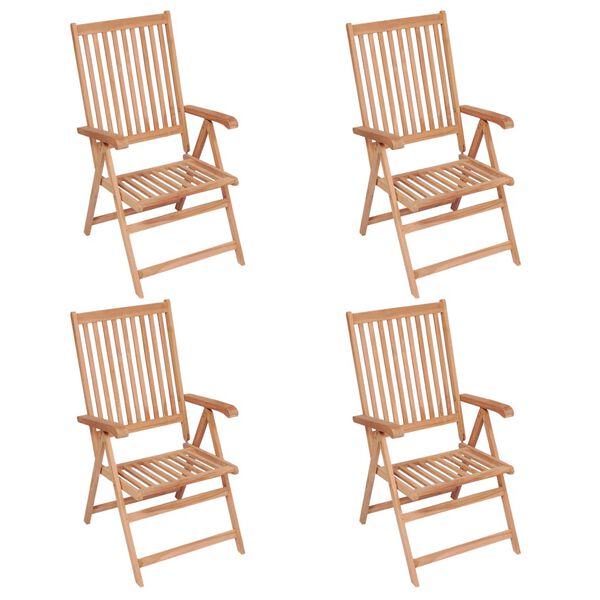 vidaXL Garden Chair Set of 4 Natural Teak Teak Wood