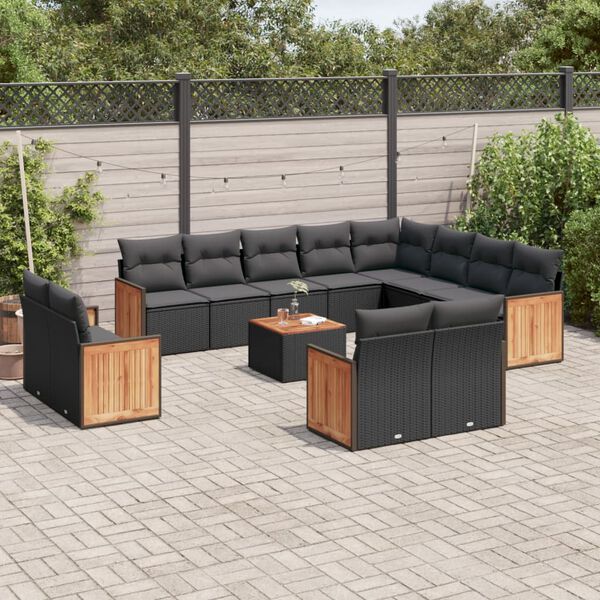 vidaXL Garden Sofa Set Black