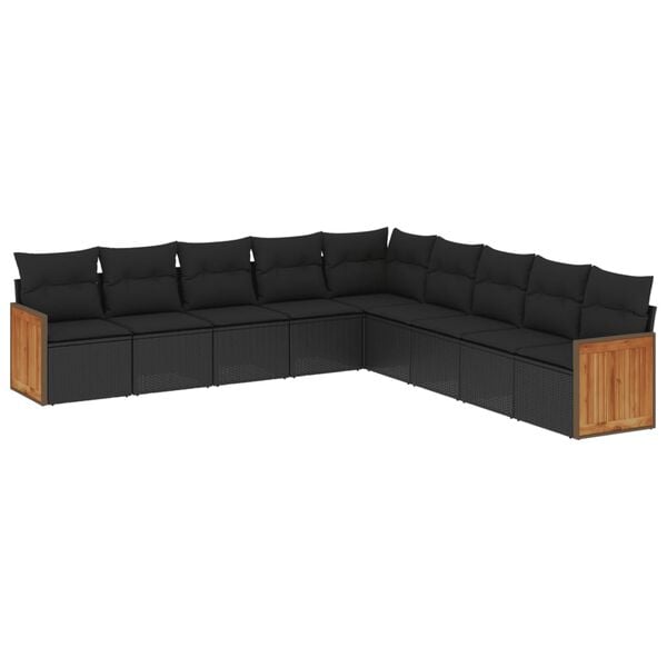 vidaXL Garden Sofa Set Black PE Rattan Large Modular Garden Sofa Set