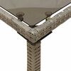 vidaXL Garden Table Grey Poly Rattan, Tempered Glass, Powder-Coated Steel