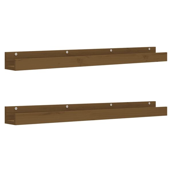 vidaXL Wall Shelf Honey brown Solid pine wood Standard Wall mounting