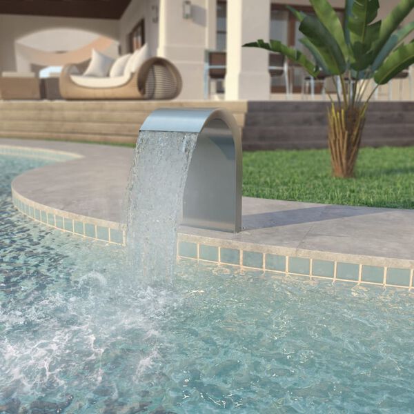 vidaXL Pool Fountain Silver Stainless steel (SS 304) Medium Durable