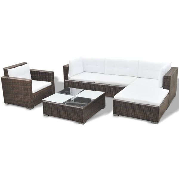 vidaXL Outdoor Furniture Set Brown, Cream White