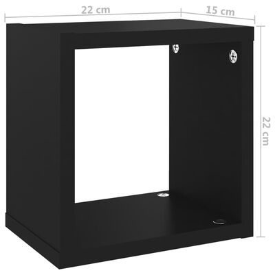vidaXL Wall Cube Shelves 6 pcs Black 8.7"x5.9"x8.7"