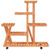 vidaXL Flower Stand With Wheels Wood Solid Fir Wood Tall
