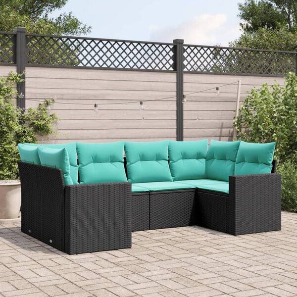 vidaXL Garden Sofa Set Black PE rattan Medium Modular Garden Sofa Set