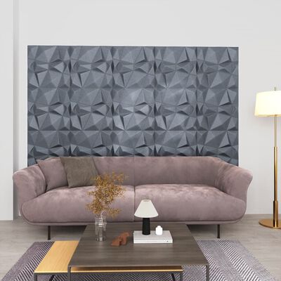 vidaXL 3D Wall Panels 12 pcs 19.7"x19.7" Diamond Gray 32.3 ft²
