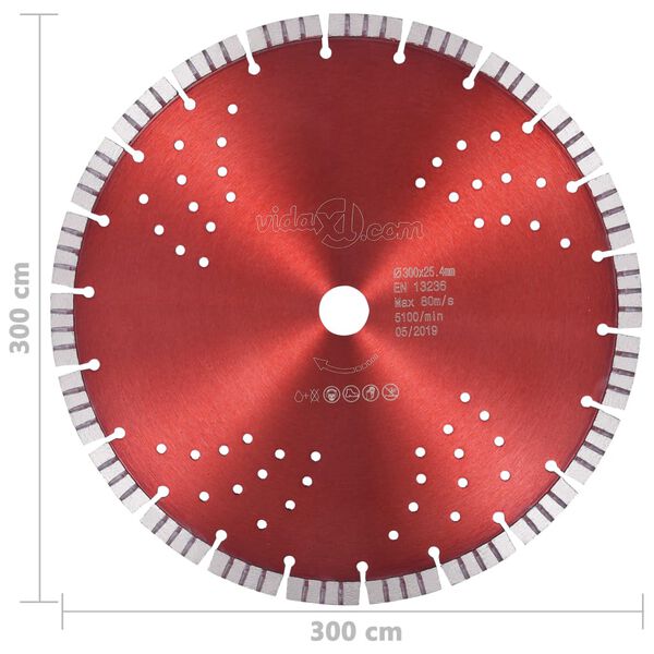 vidaXL Diamond Cutting Disc with Turbo and Holes Steel 11.81 "