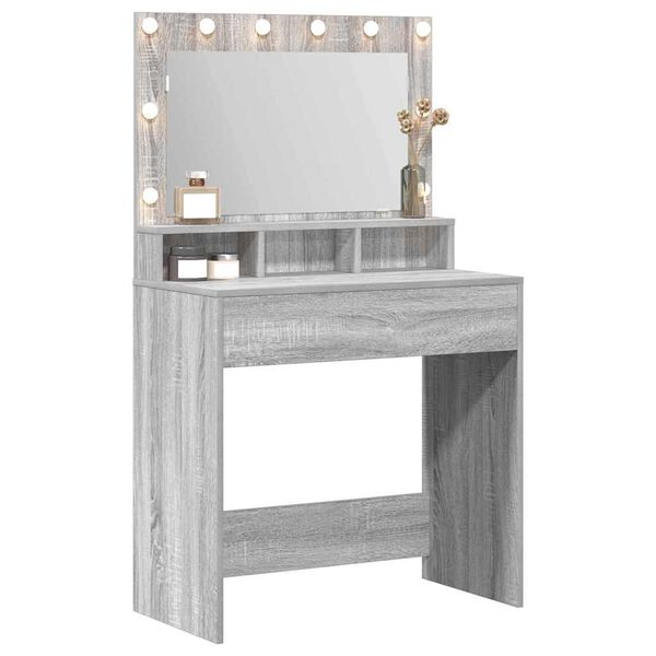 vidaXL Dressing Table with Shelf Grey Sonoma 29.72 x 16.14 x 53.15 in