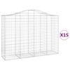 vidaXL Gabion Basket Set of 15 Silver Galvanized Iron Extra Tall