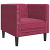 vidaXL 3 Piece Chesterfield Sofa Set with Bolsters Wine Red Velvet