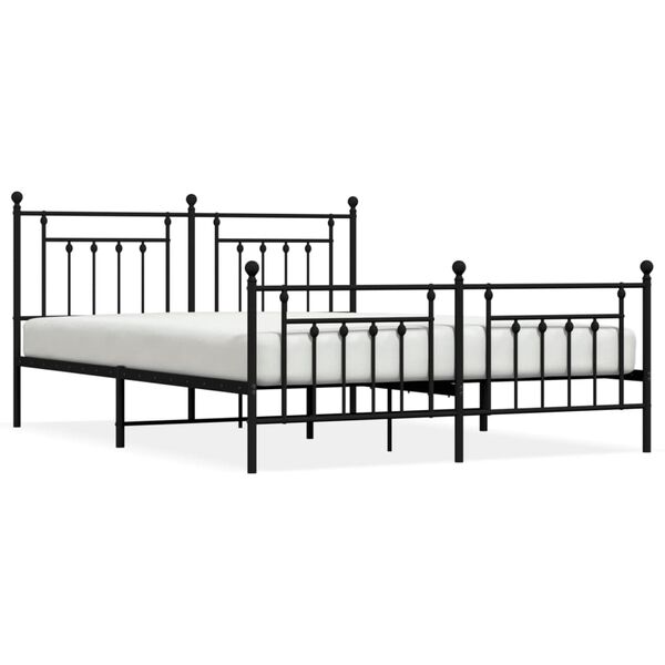 vidaXL Bed Frame Black Steel 63 x 79 in Bed Frame Rectangular