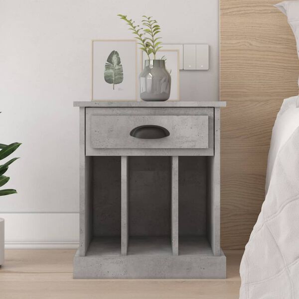 vidaXL Bedside Cabinet Concrete Grey Engineered wood Compact Nightstand